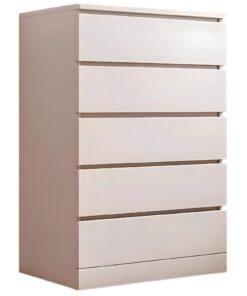 075 White 5 Drawers Dresser Table w/ Rail