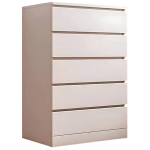 075 White 5 Drawers Dresser Table w/ Rail