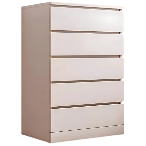075 White 5 Drawers Dresser Table w/ Rail