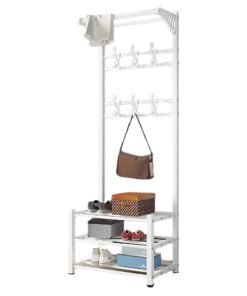 082 White Coat Rack w/ Bench Set