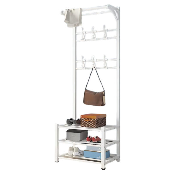 082 White Coat Rack w/ Bench Set