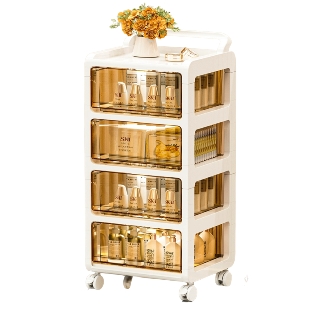 144 4-Layer Clear Rolling Cabinet